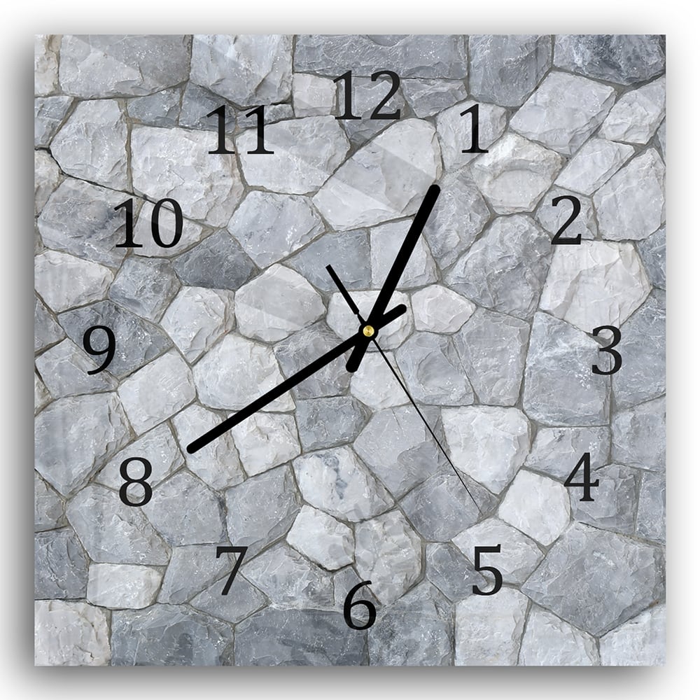 Wandklok 30x30 - Gehard Glas - Decoratieve Leistenen Muur