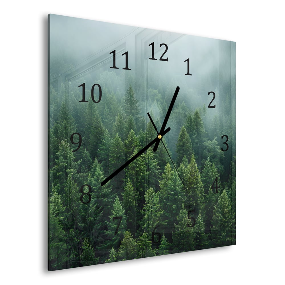 Wandklok 30x30 - Gehard Glas - Dicht Groen Bos