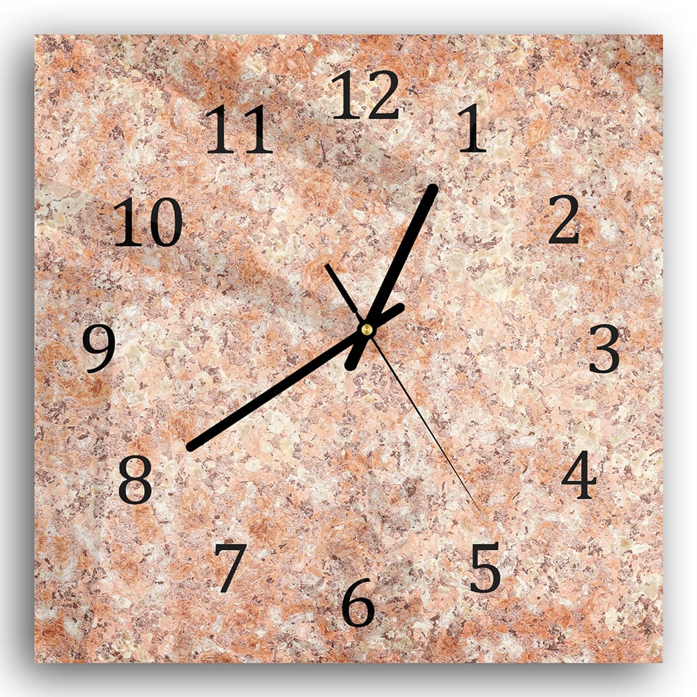 Wandklok 30x30 - Gehard Glas - Geel Graniet