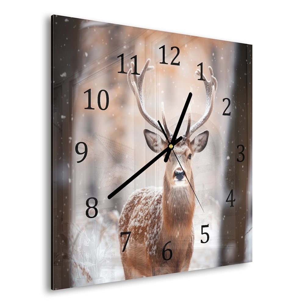 Wandklok 30x30 - Gehard Glas - Hert in de Winter