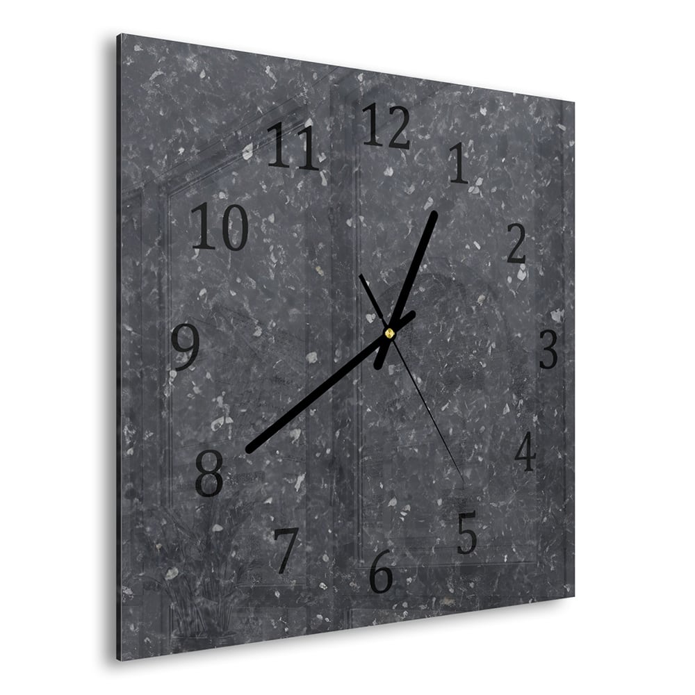 Wandklok 30x30 - Gehard Glas - Zwarte Graniet