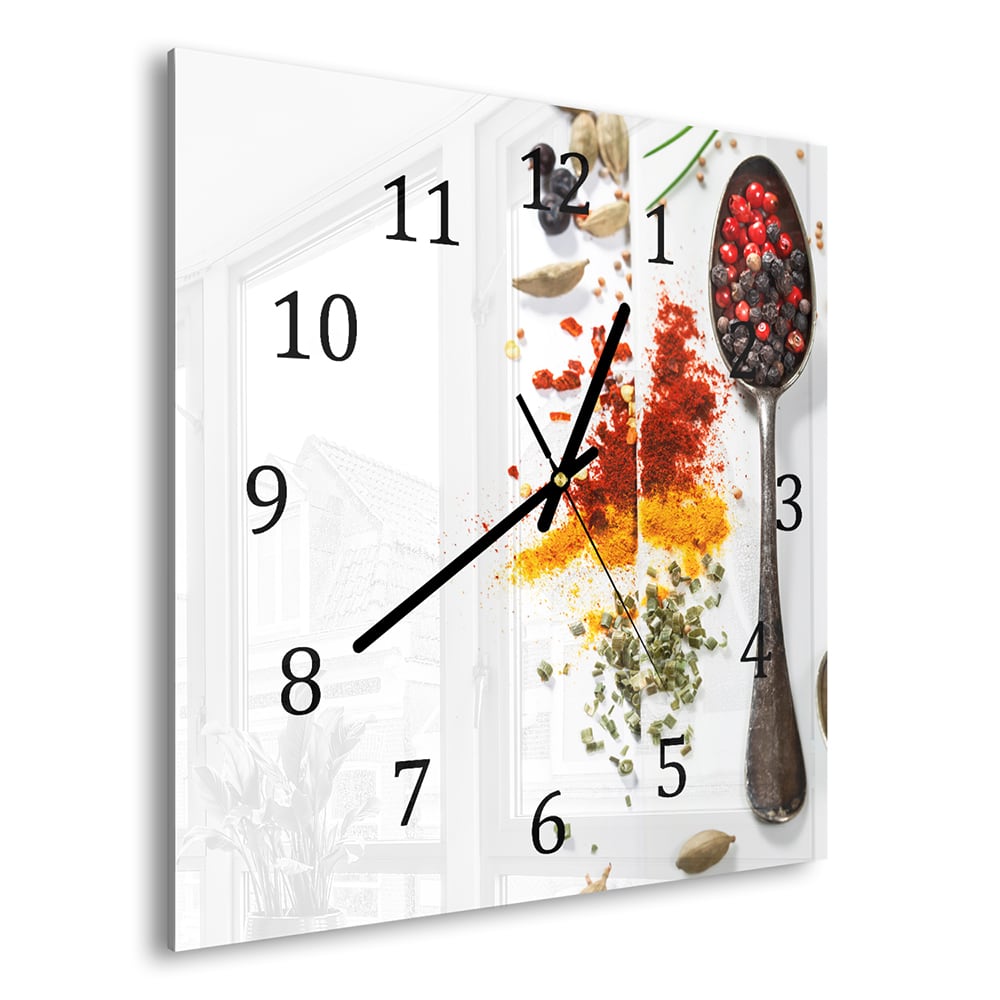 Wandklok 30x30 - Gehard Glas - Specerijenpalet