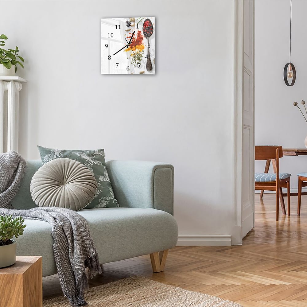 Wandklok 30x30 - Gehard Glas - Specerijenpalet