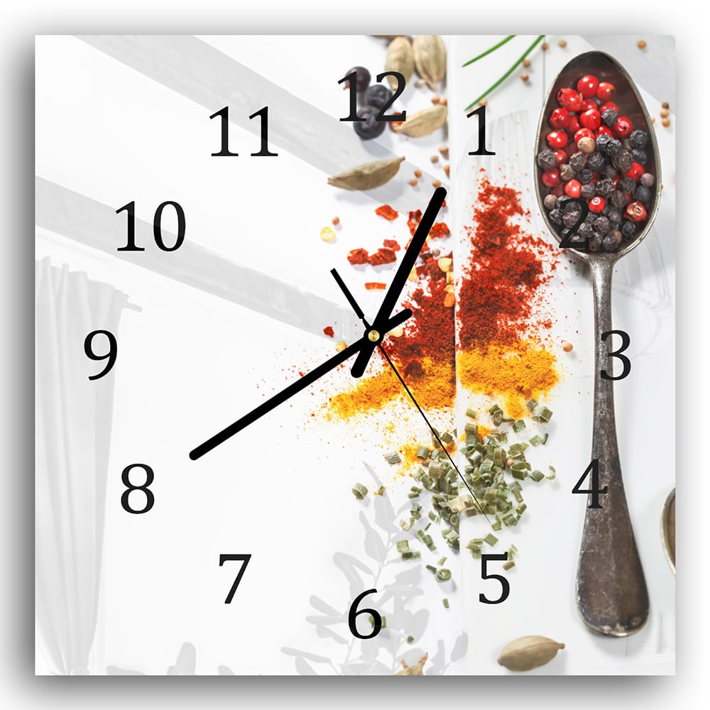 Wandklok 30x30 - Gehard Glas - Specerijenpalet