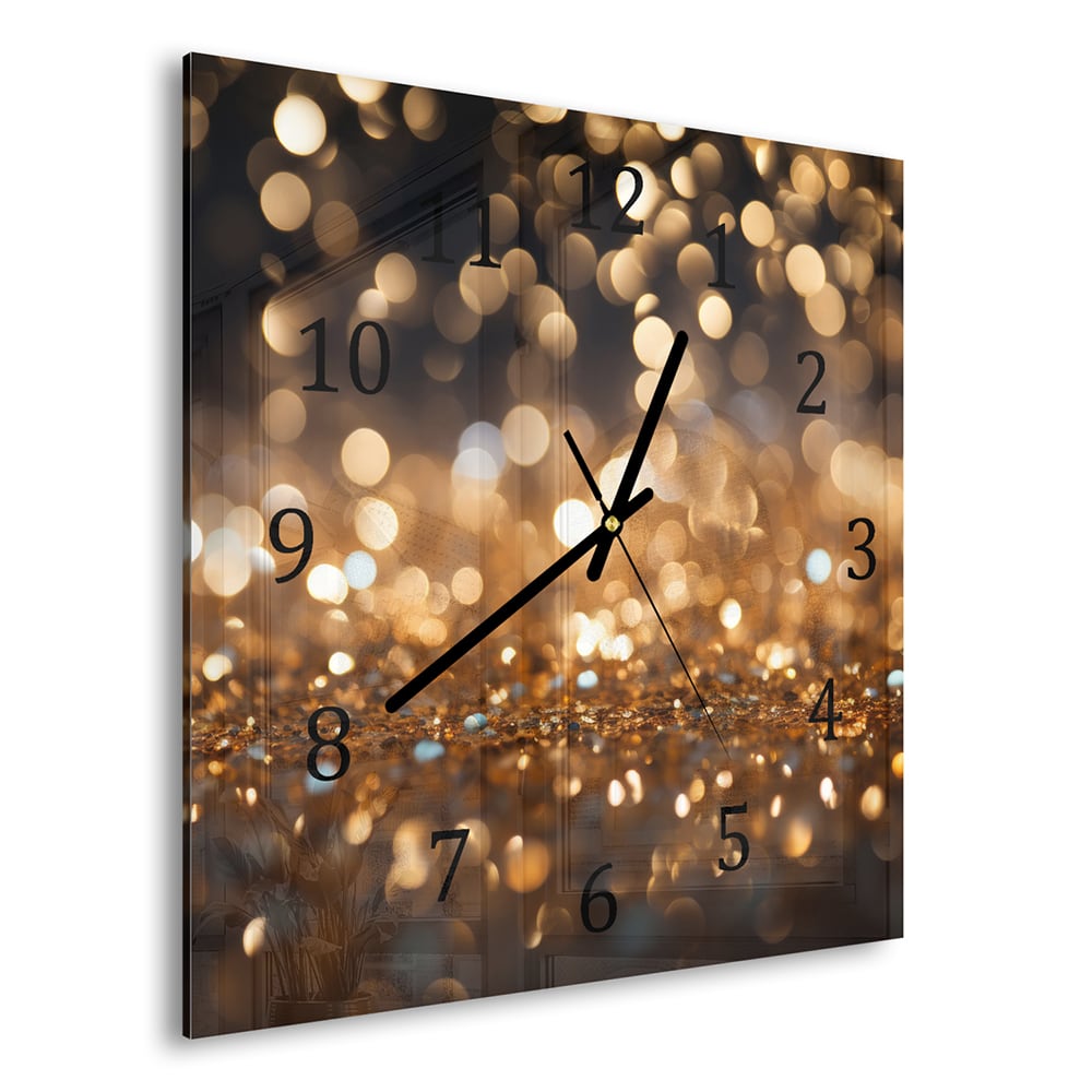 Wandklok 30x30 - Gehard Glas - Gouden Glitters