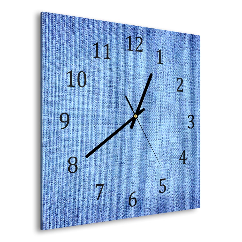 Wandklok 30x30 - Gehard Glas - Blauwe Stof