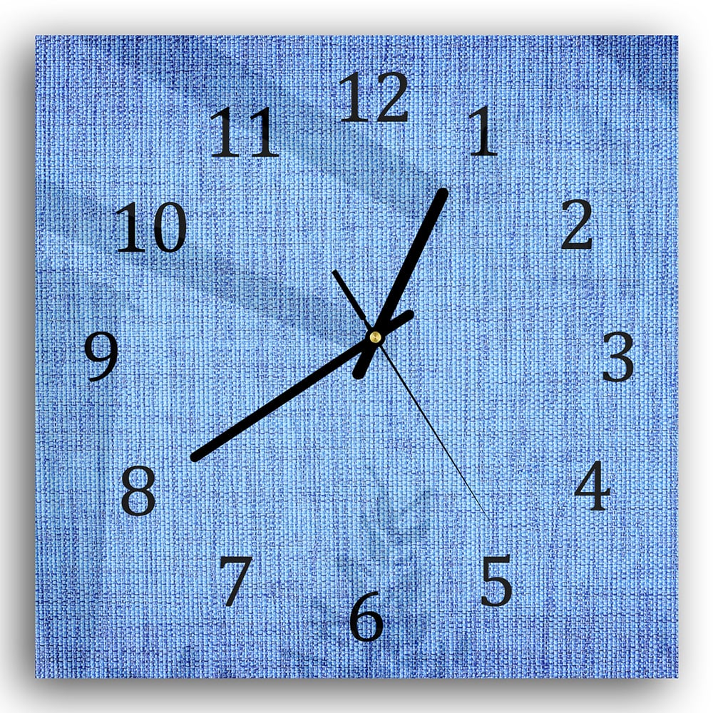 Wandklok 30x30 - Gehard Glas - Blauwe Stof