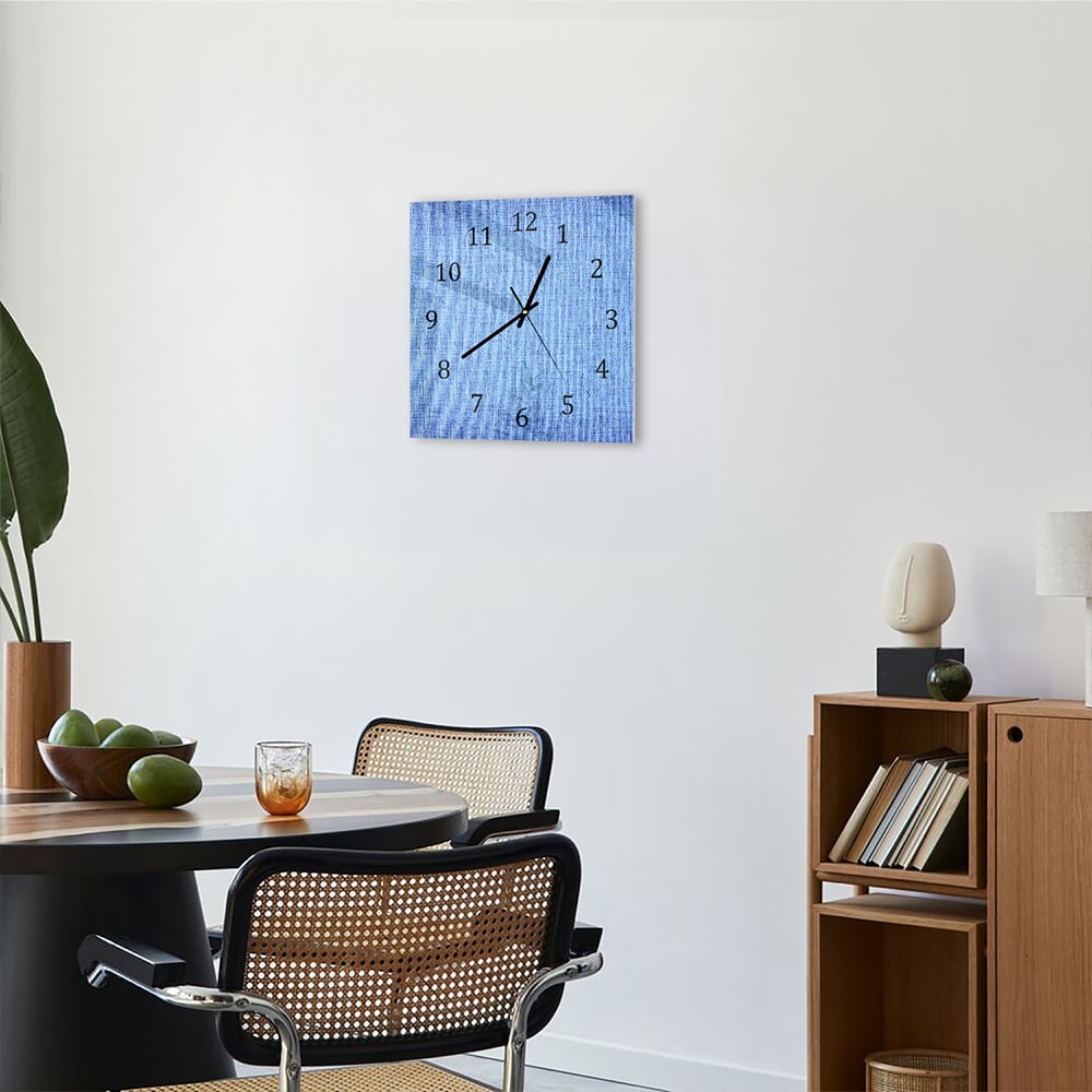 Wandklok 30x30 - Gehard Glas - Blauwe Stof