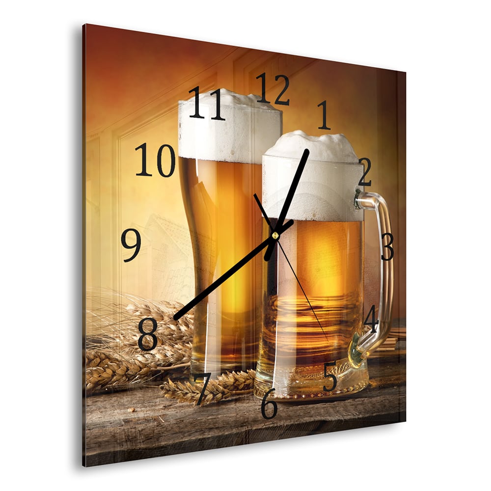 Wandklok 30x30 - Gehard Glas - Bier en Gerst