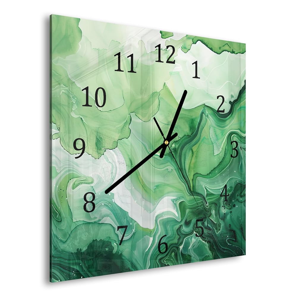 Wandklok 30x30 - Gehard Glas - Groene Waterverf Textuur