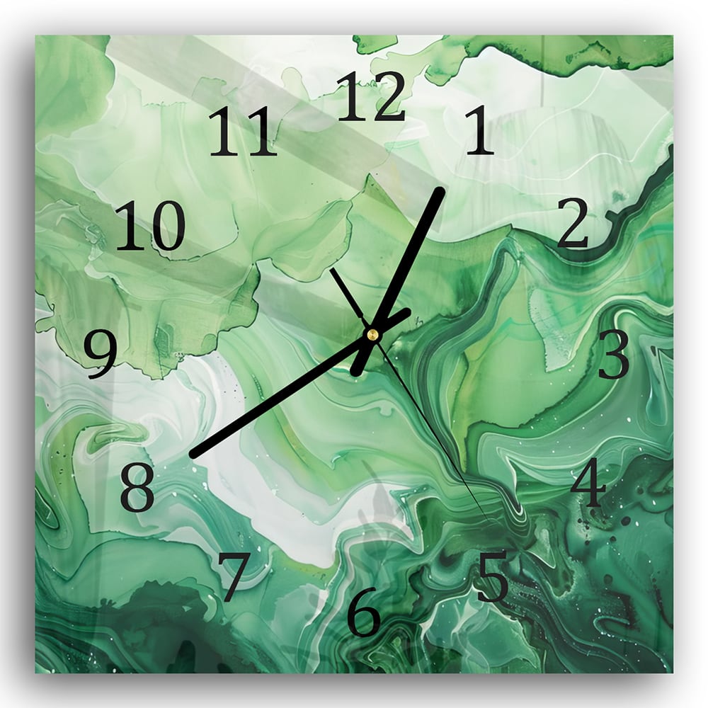 Wandklok 30x30 - Gehard Glas - Groene Waterverf Textuur