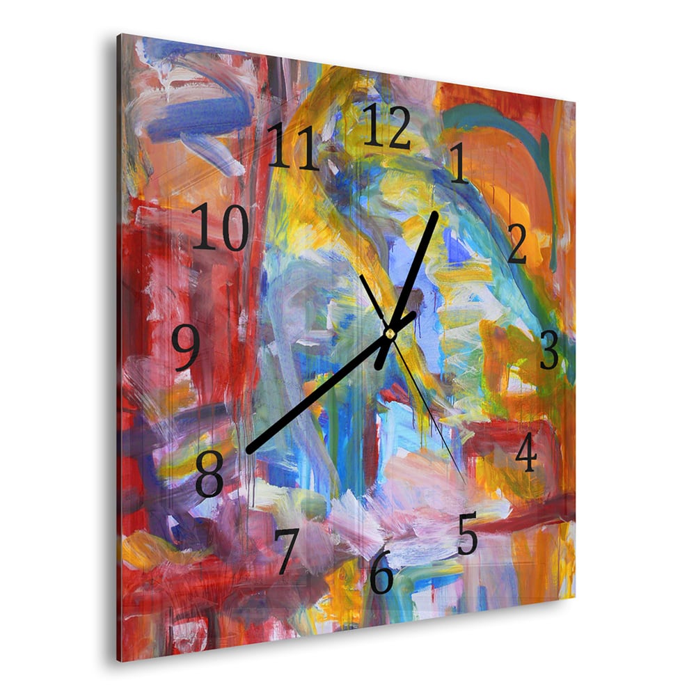Wandklok 30x30 - Gehard Glas - Kleur Explosie