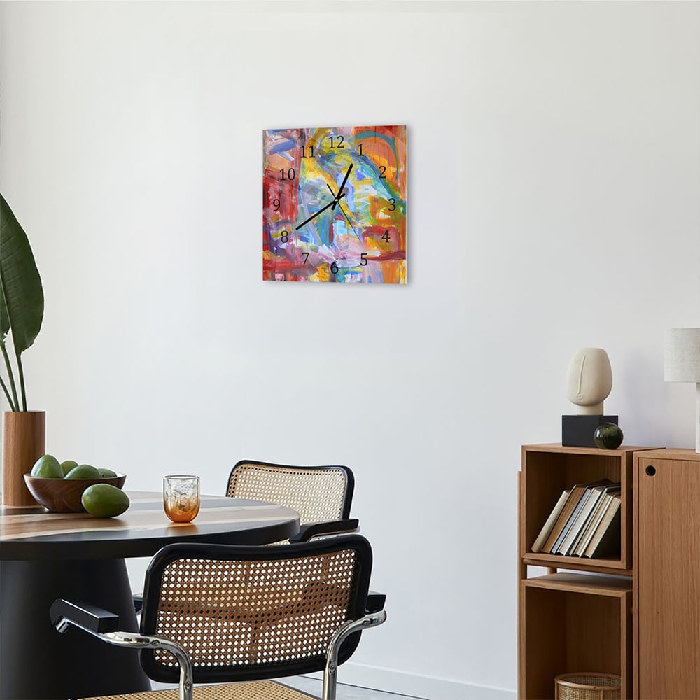 Wandklok 30x30 - Gehard Glas - Kleur Explosie