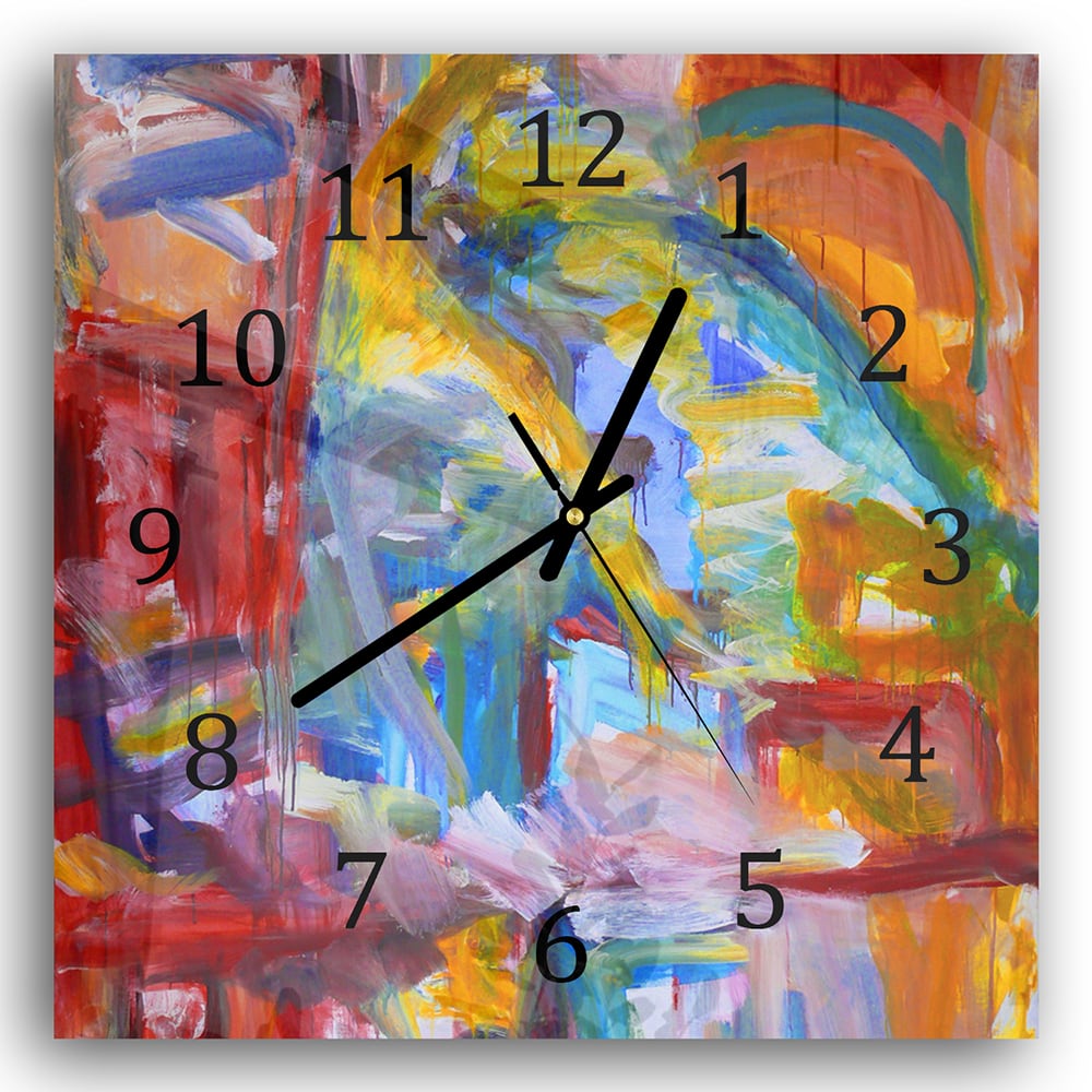 Wandklok 30x30 - Gehard Glas - Kleur Explosie