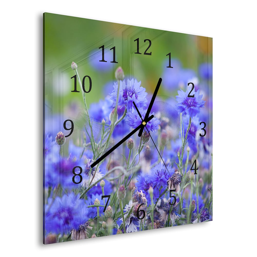 Wandklok 30x30 - Gehard Glas - Korenbloemen in Bloei