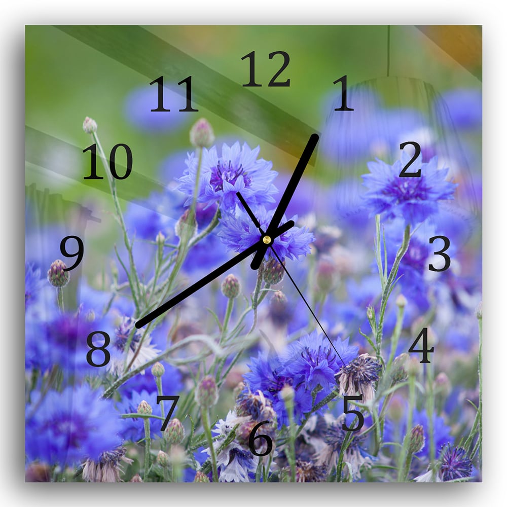 Wandklok 30x30 - Gehard Glas - Korenbloemen in Bloei