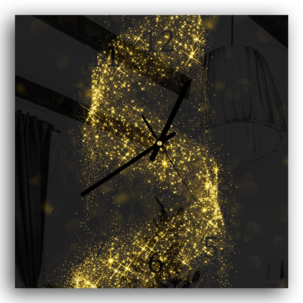 Wandklok 30x30 - Gehard Glas - Gouden Glitter Spiraal
