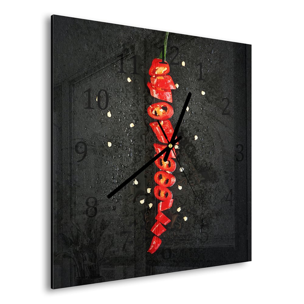 Wandklok 30x30 - Gehard Glas - Gesneden Peper