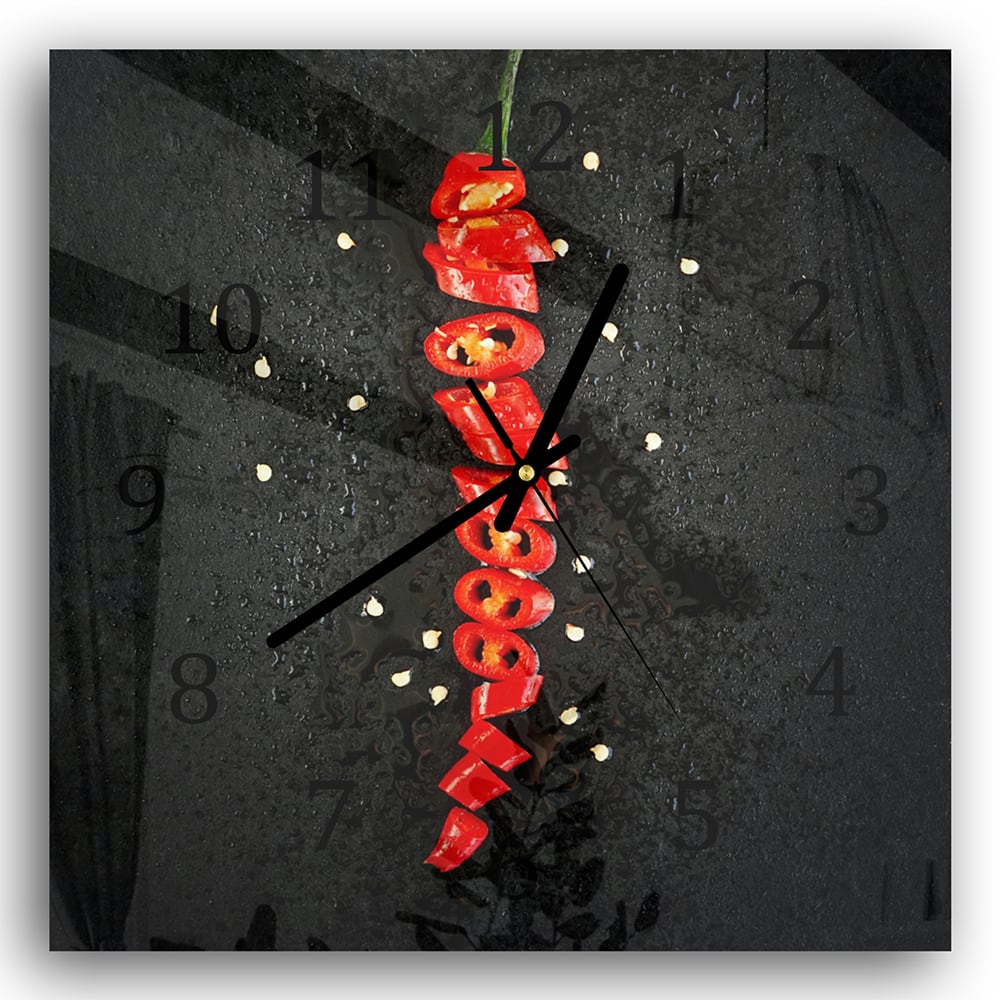 Wandklok 30x30 - Gehard Glas - Gesneden Peper