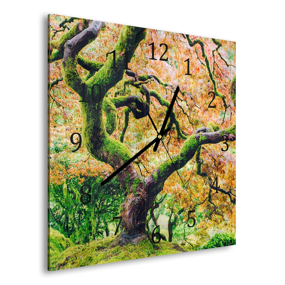 Wandklok 30x30 - Gehard Glas - Mossige Boom in de Herfst