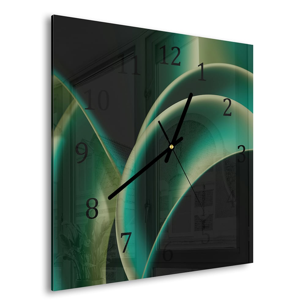 Wandklok 30x30 - Gehard Glas - Groene Rondingen