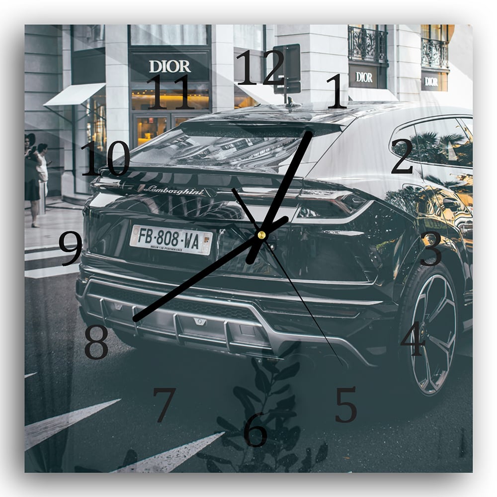 Wandklok 30x30 - Gehard Glas - Lamborghini voor Dior Winkel