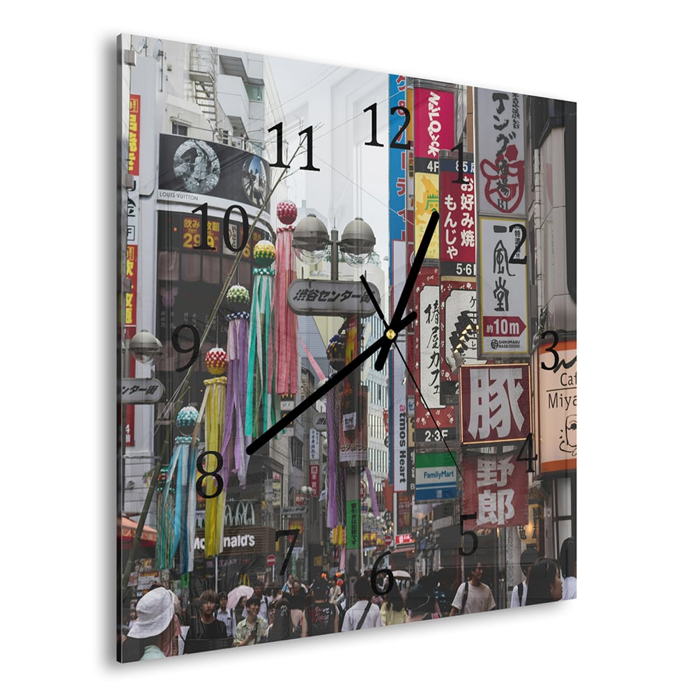 Wandklok 30x30 - Gehard Glas - Straat in Japan