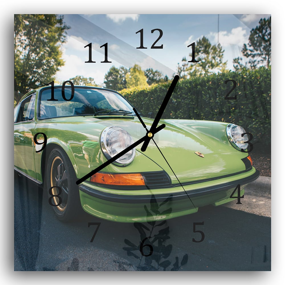 Wandklok 30x30 - Gehard Glas - Porsche 911 1970 Groen