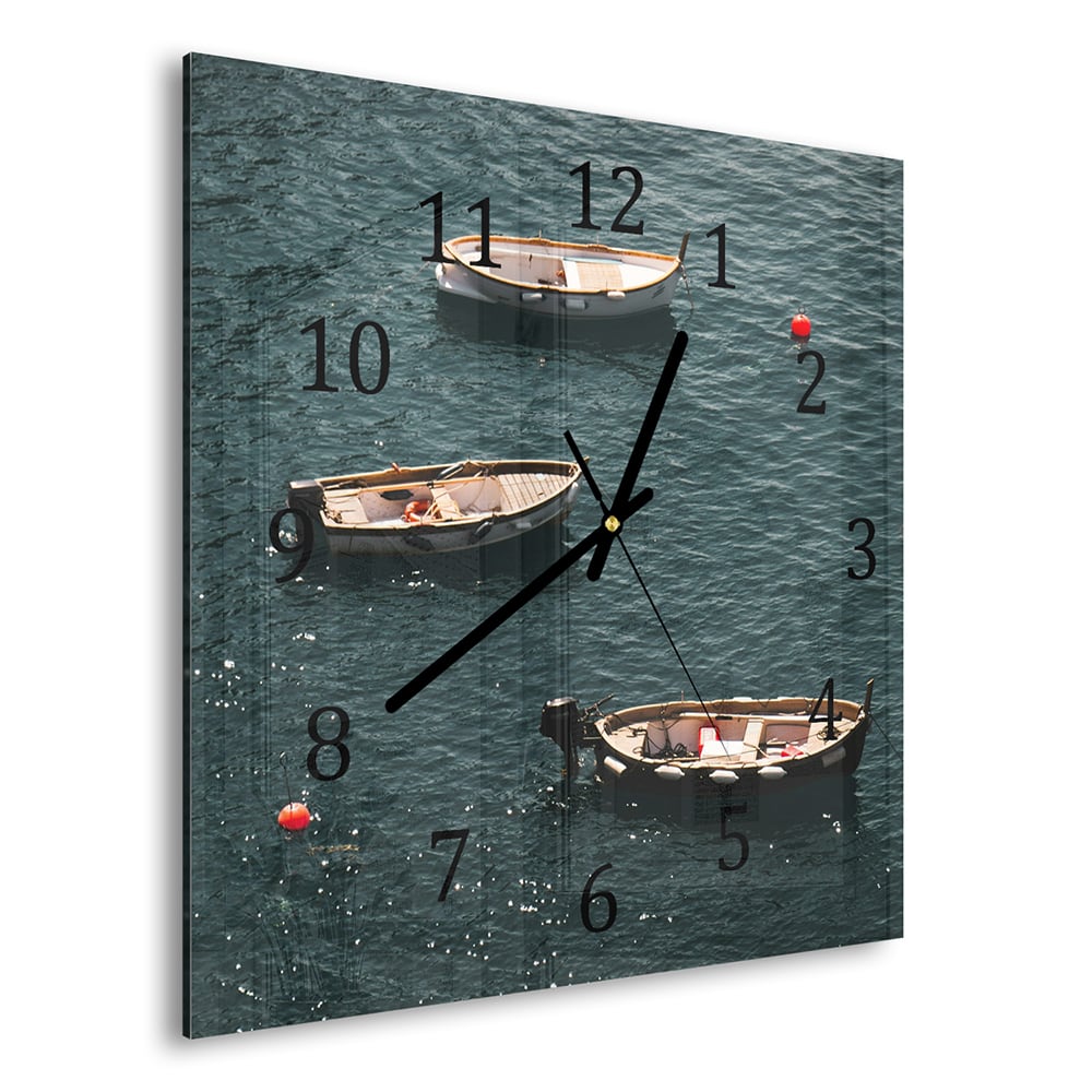 Wandklok 30x30 - Gehard Glas - Boten in het Water