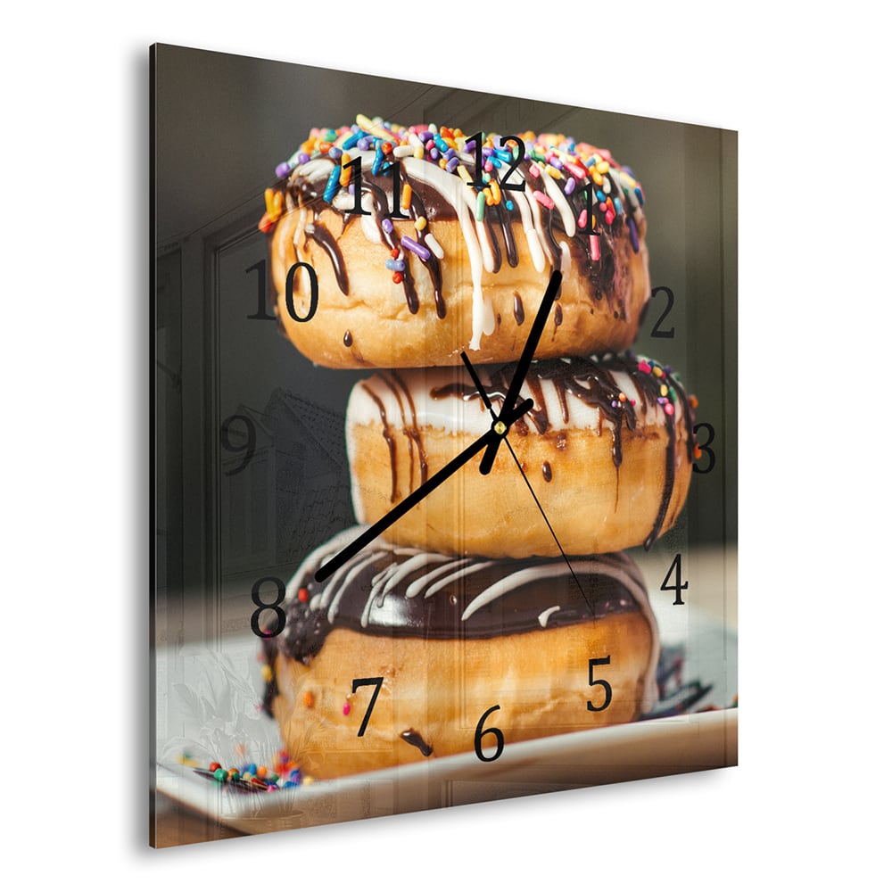 Wandklok 30x30 - Gehard Glas - Donuts