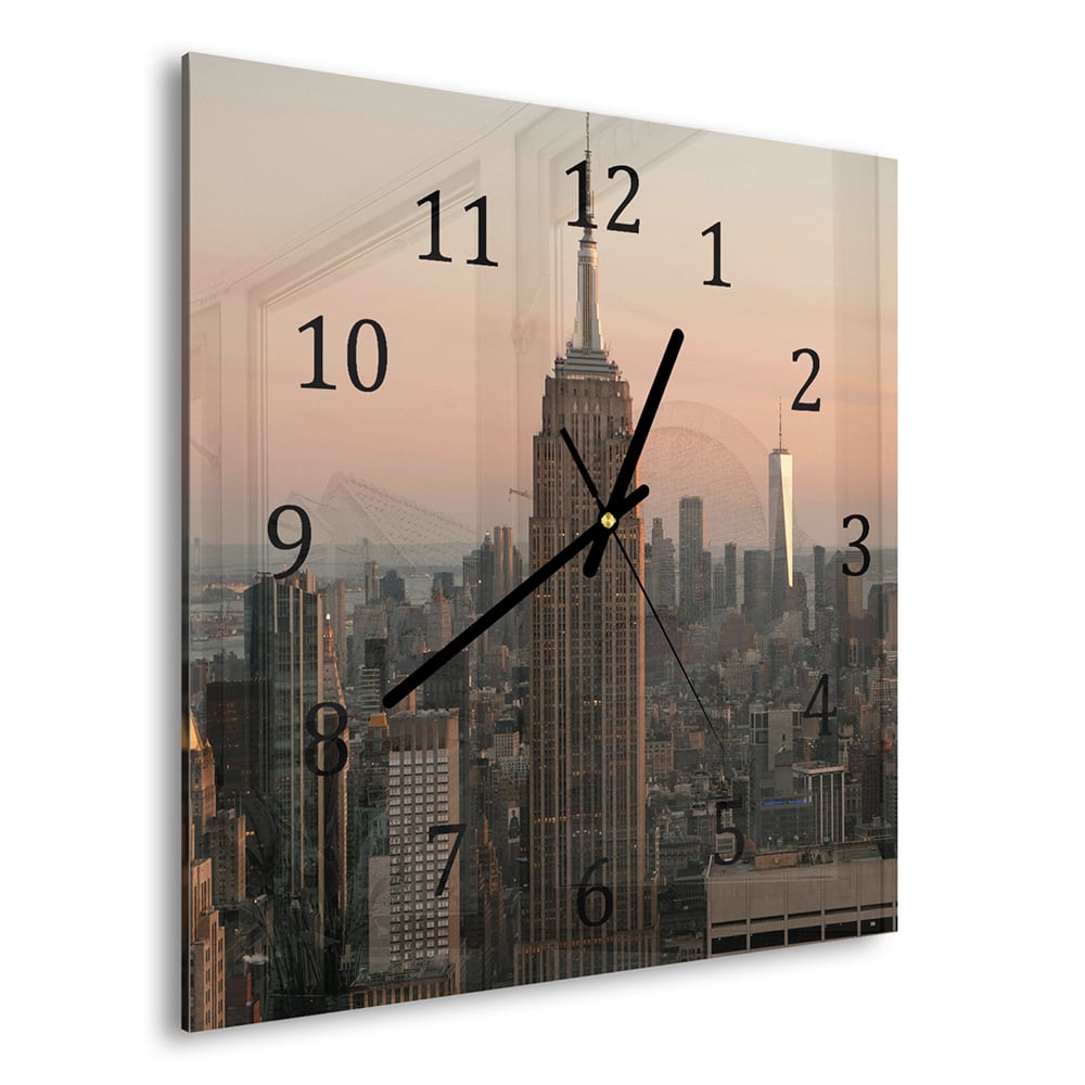 Wandklok 30x30 - Gehard Glas - Manhattan Skyline