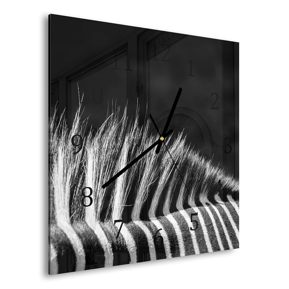 Wandklok 30x30 - Gehard Glas - Zwart-Wit Zebra