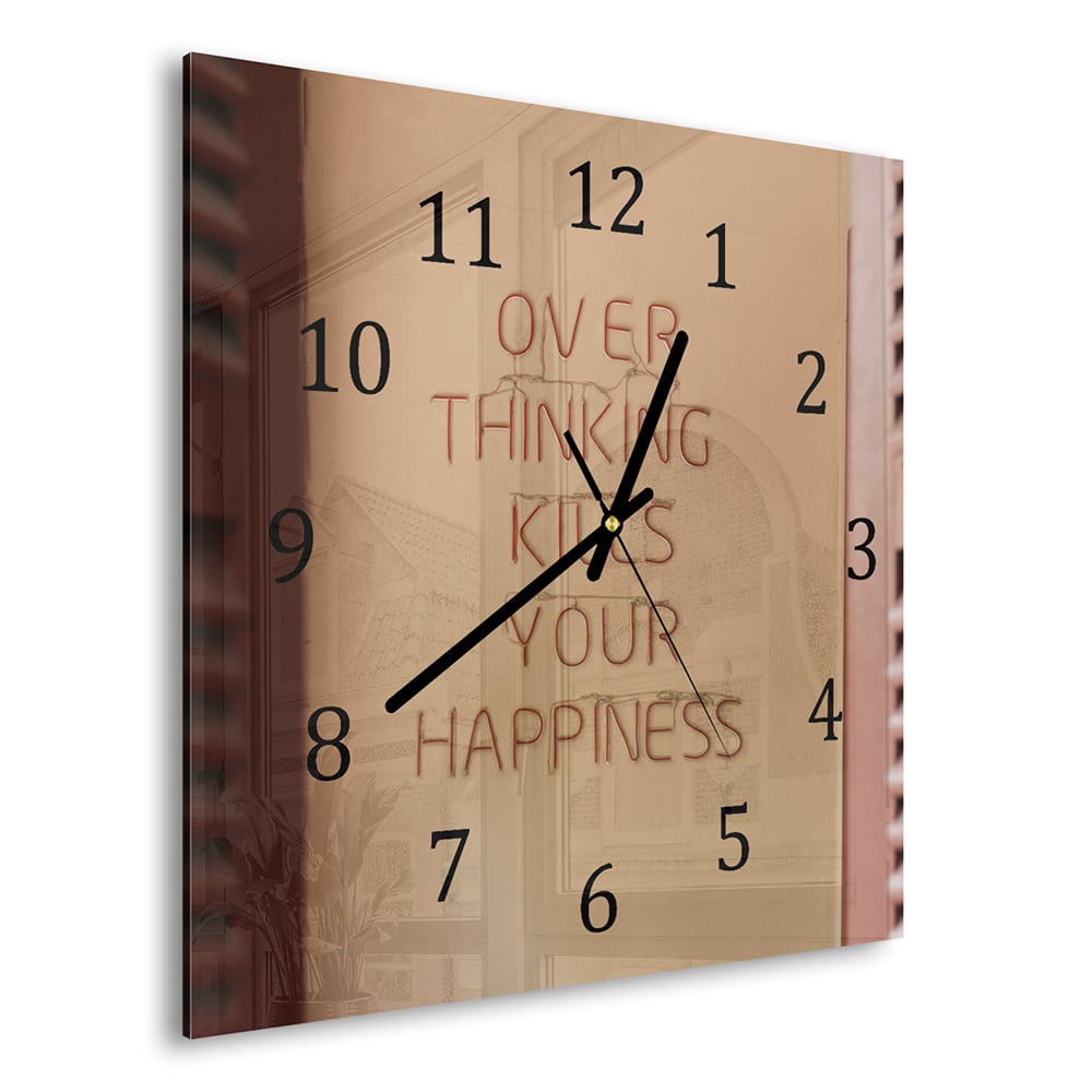 Wandklok 30x30 - Gehard Glas - Overthinking Kills Your Happines