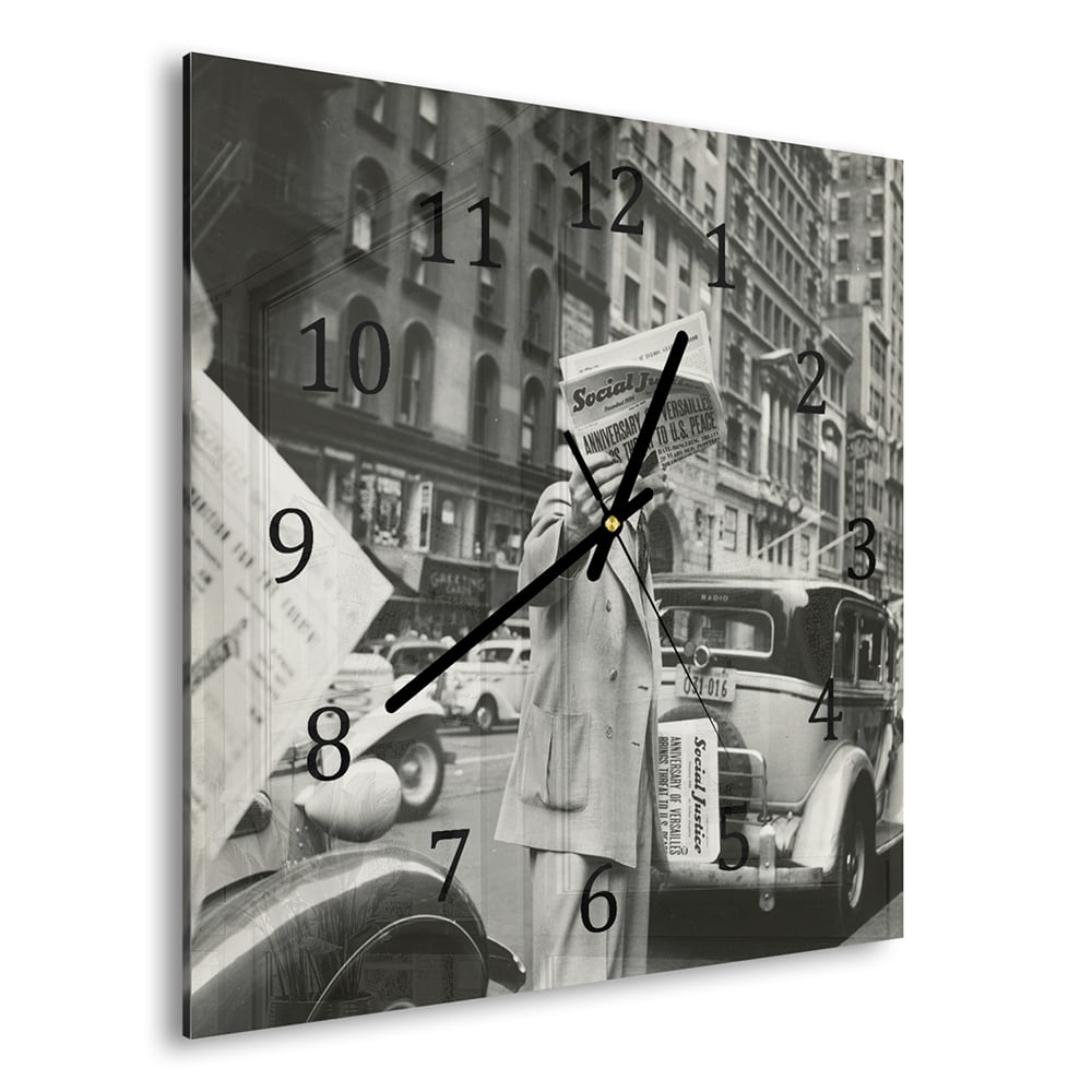 Wandklok 30x30 - Gehard Glas - New York in Zwart-Wit