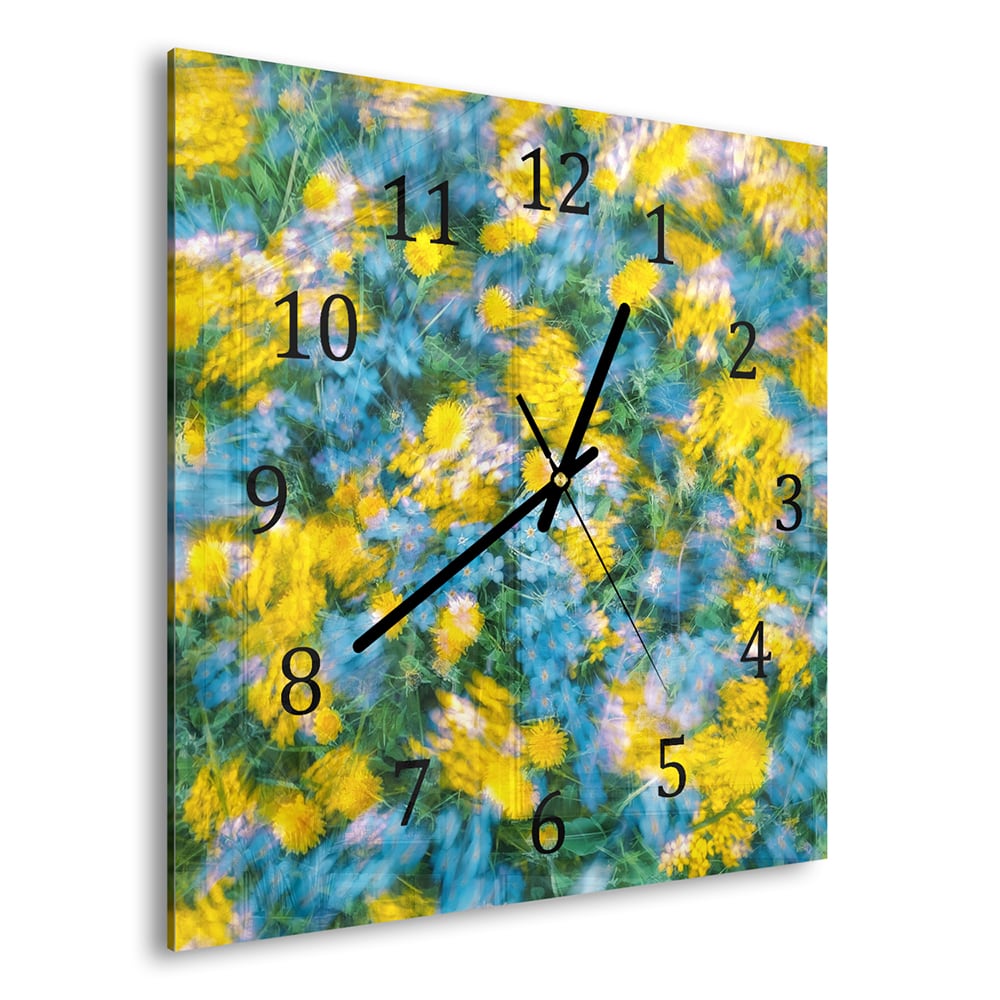 Wandklok 30x30 - Gehard Glas - Vrolijke Bloemen