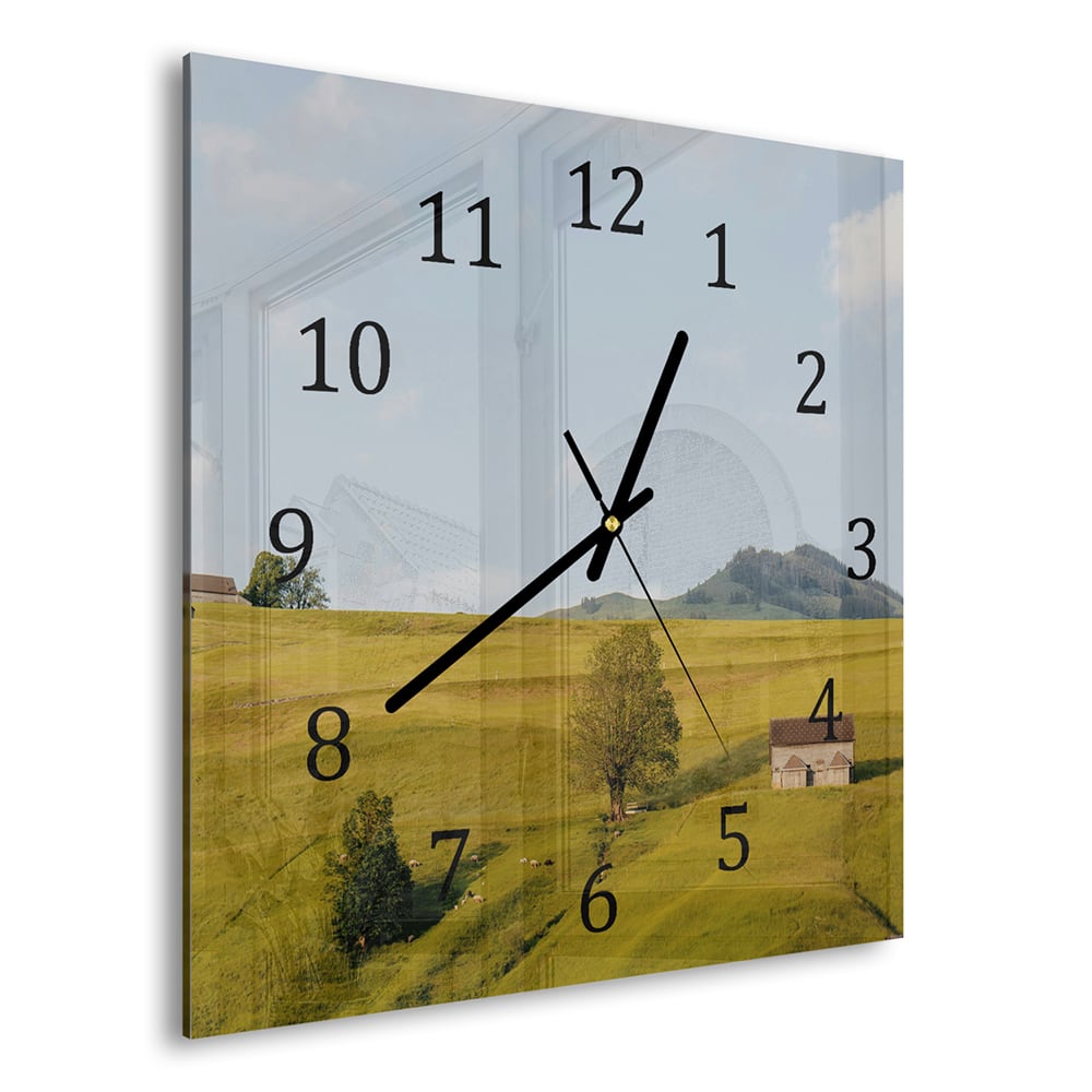 Wandklok 30x30 - Gehard Glas - Heuvelachtig Landschap