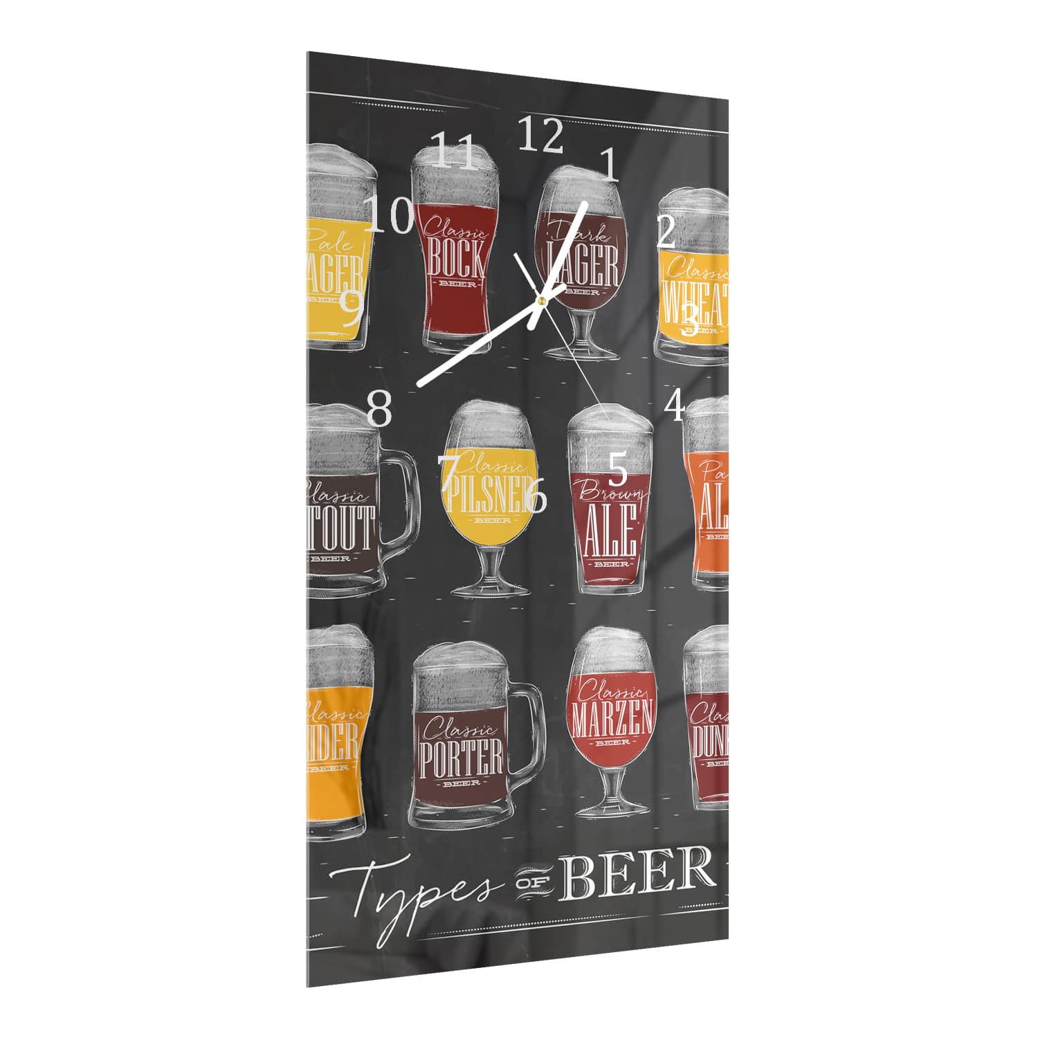 Wandklok 30x60  - Gehard Glas - Soorten Bier