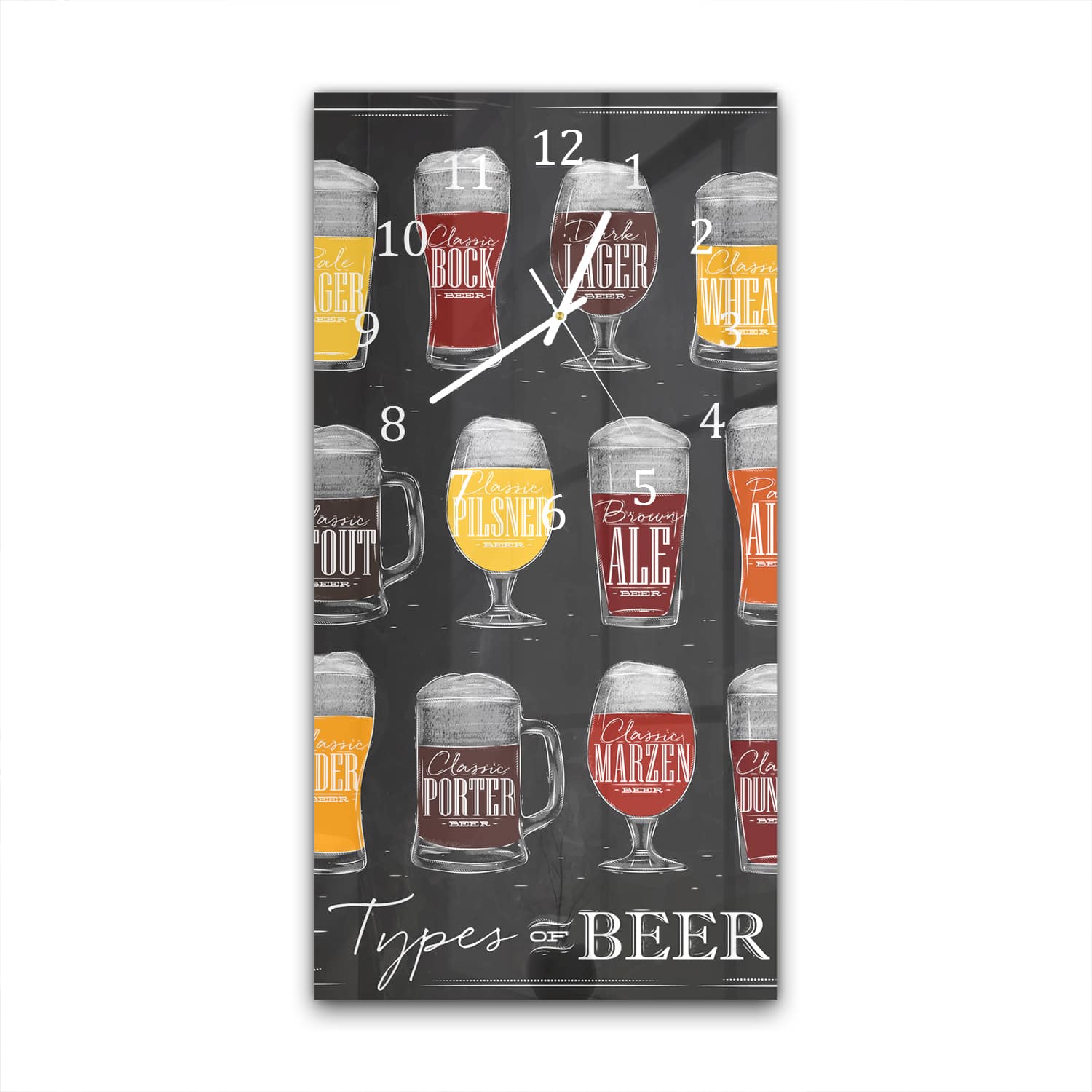 Wandklok 30x60  - Gehard Glas - Soorten Bier