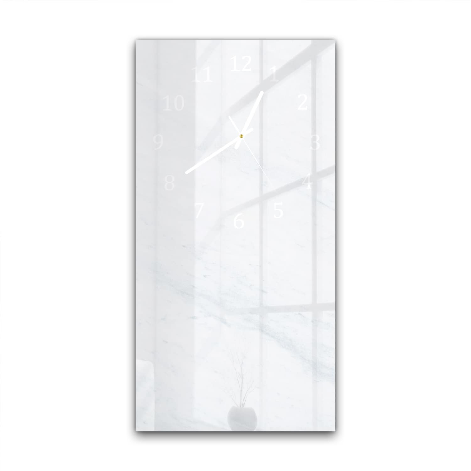 Wandklok 30x60  - Gehard Glas - Wit Marmer