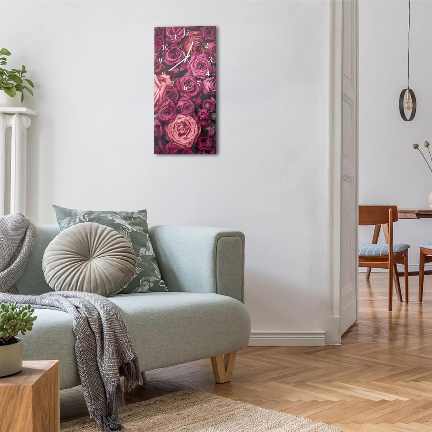 Wandklok 30x60  - Gehard Glas - Achtergronden van Rozen