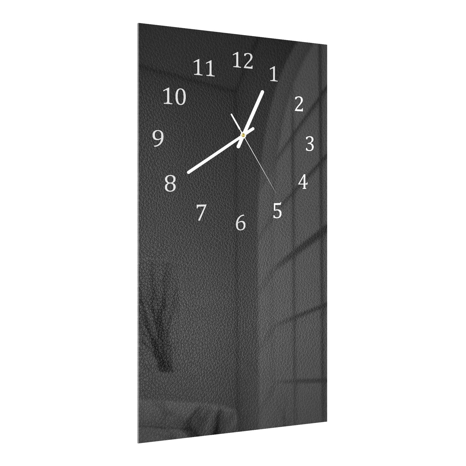 Wandklok 30x60  - Gehard Glas - Zwart Leer