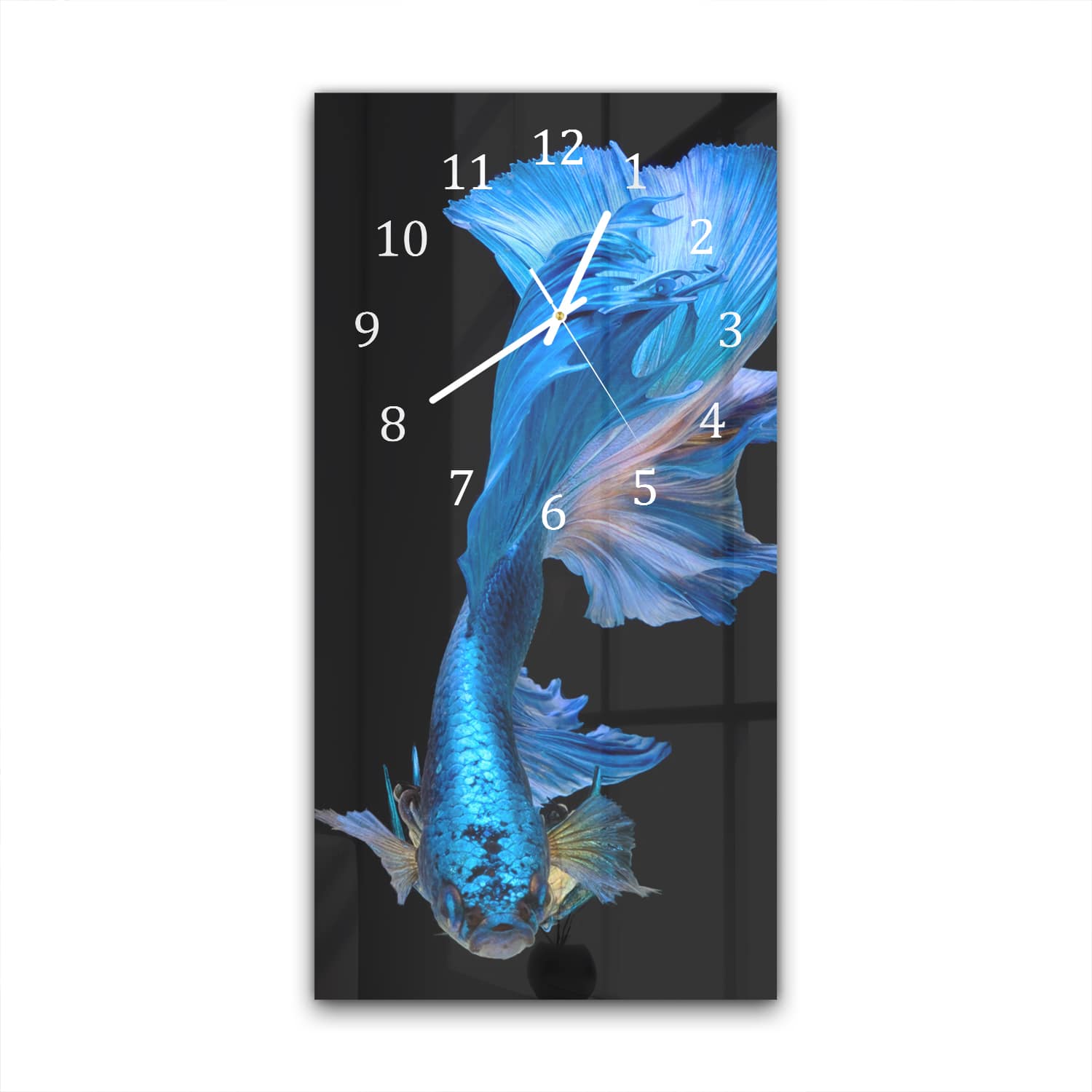 Wandklok 30x60  - Gehard Glas - Blauwe Vis