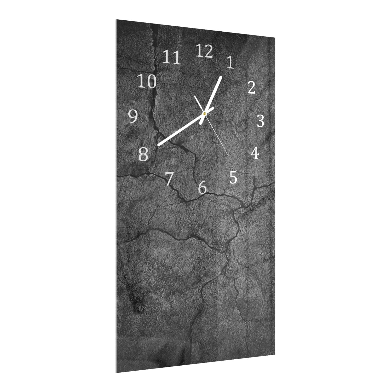 Wandklok 30x60  - Gehard Glas - Zwart Gescheurd Beton