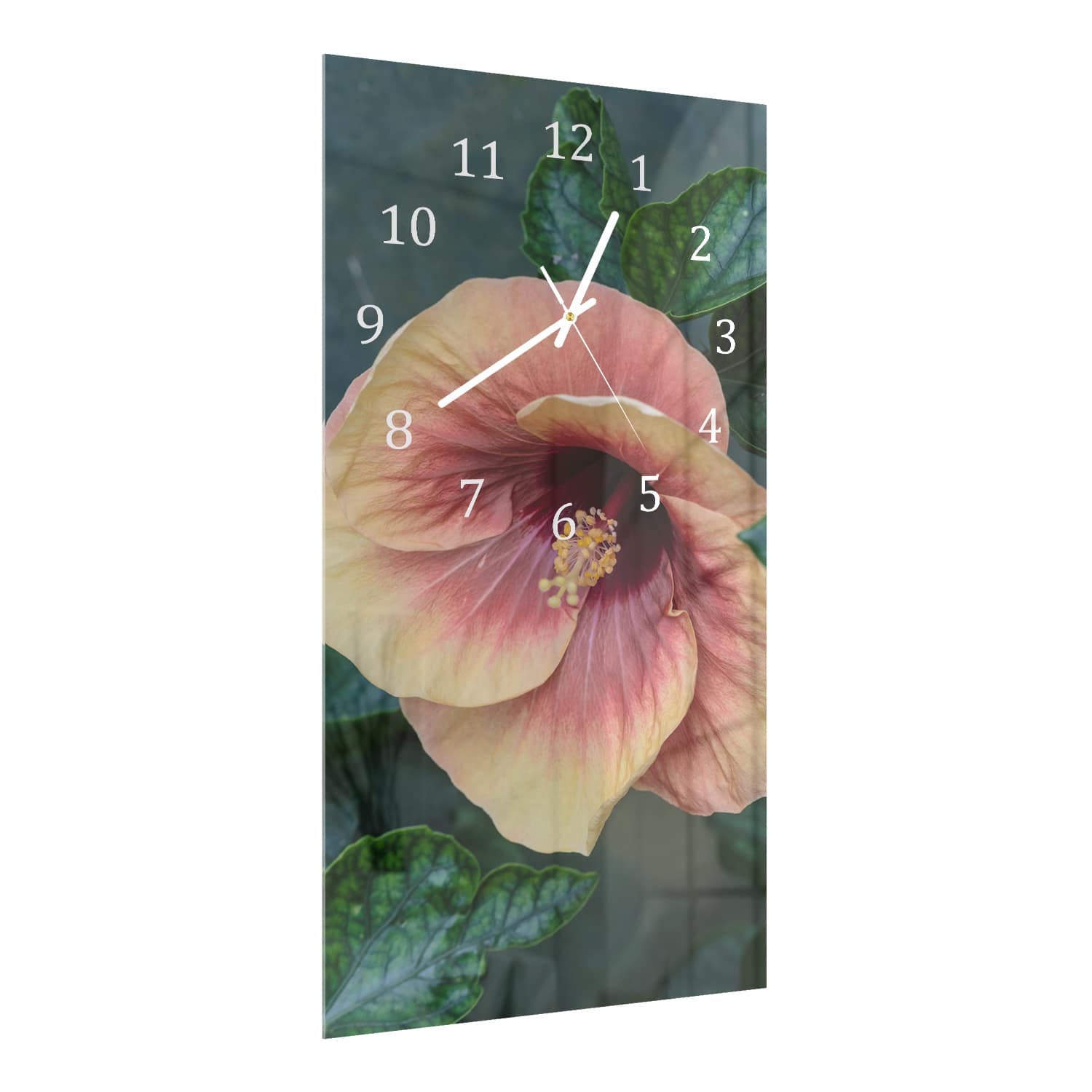 Wandklok 30x60  - Gehard Glas - Tropische Hibiscus