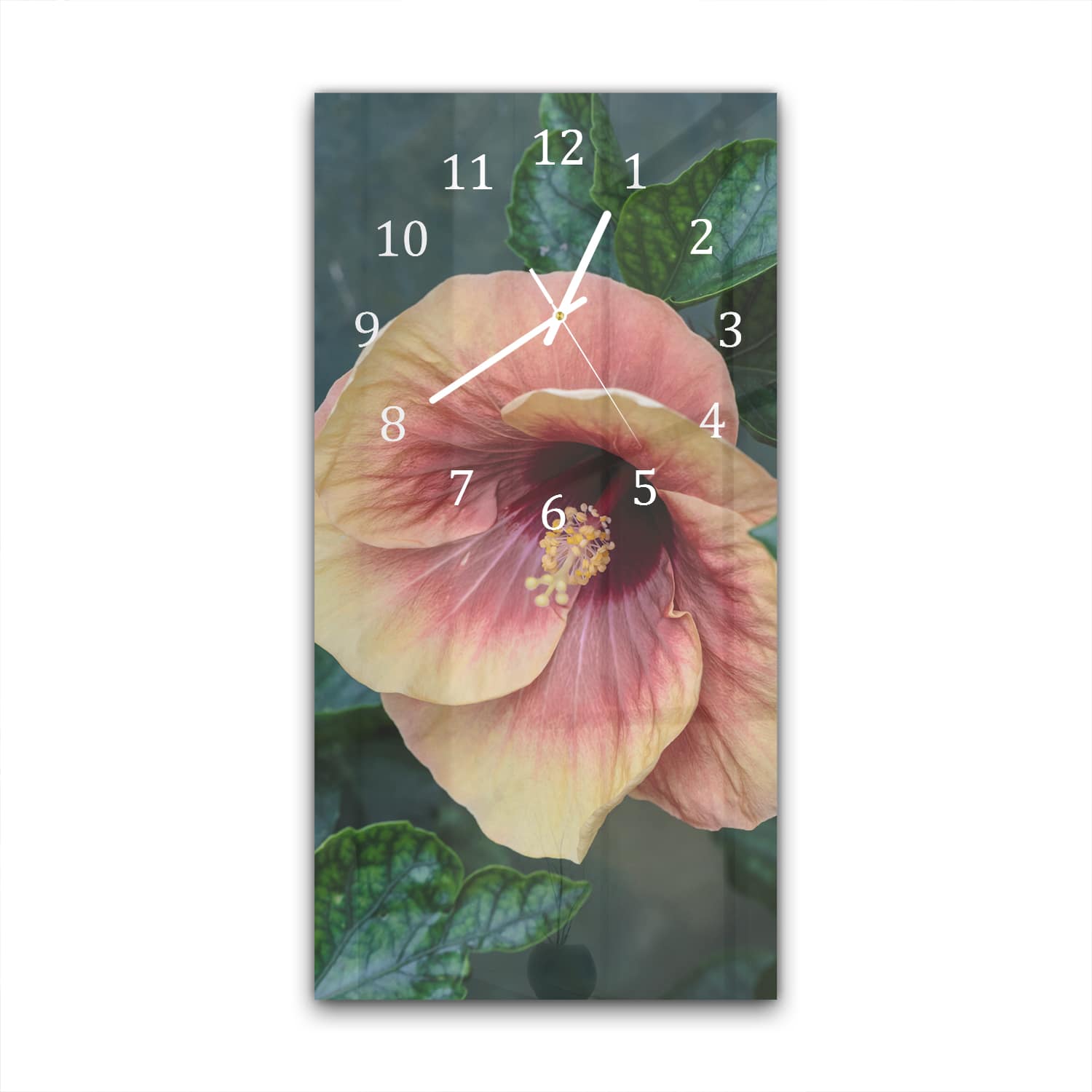 Wandklok 30x60  - Gehard Glas - Tropische Hibiscus