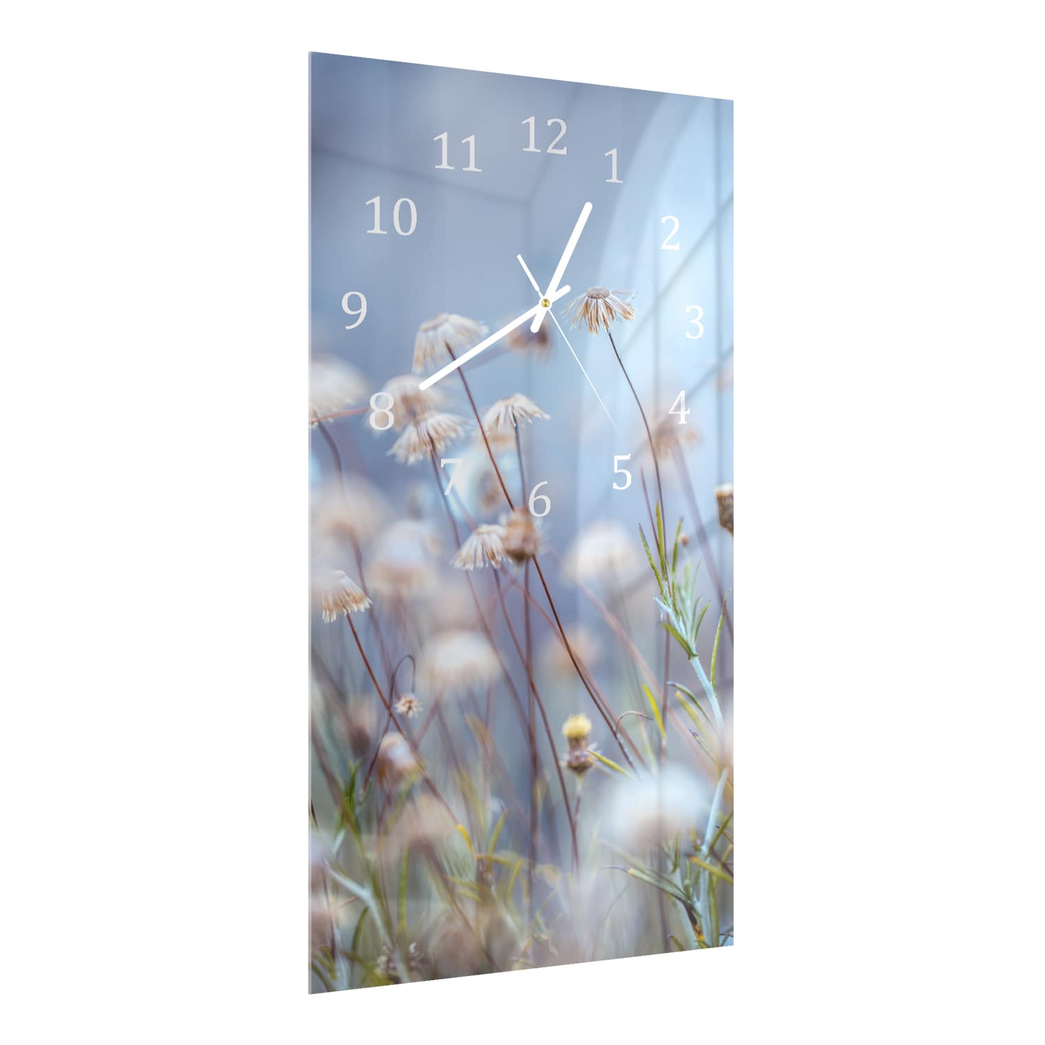 Wandklok 30x60  - Gehard Glas - Mistige Bloemenweide