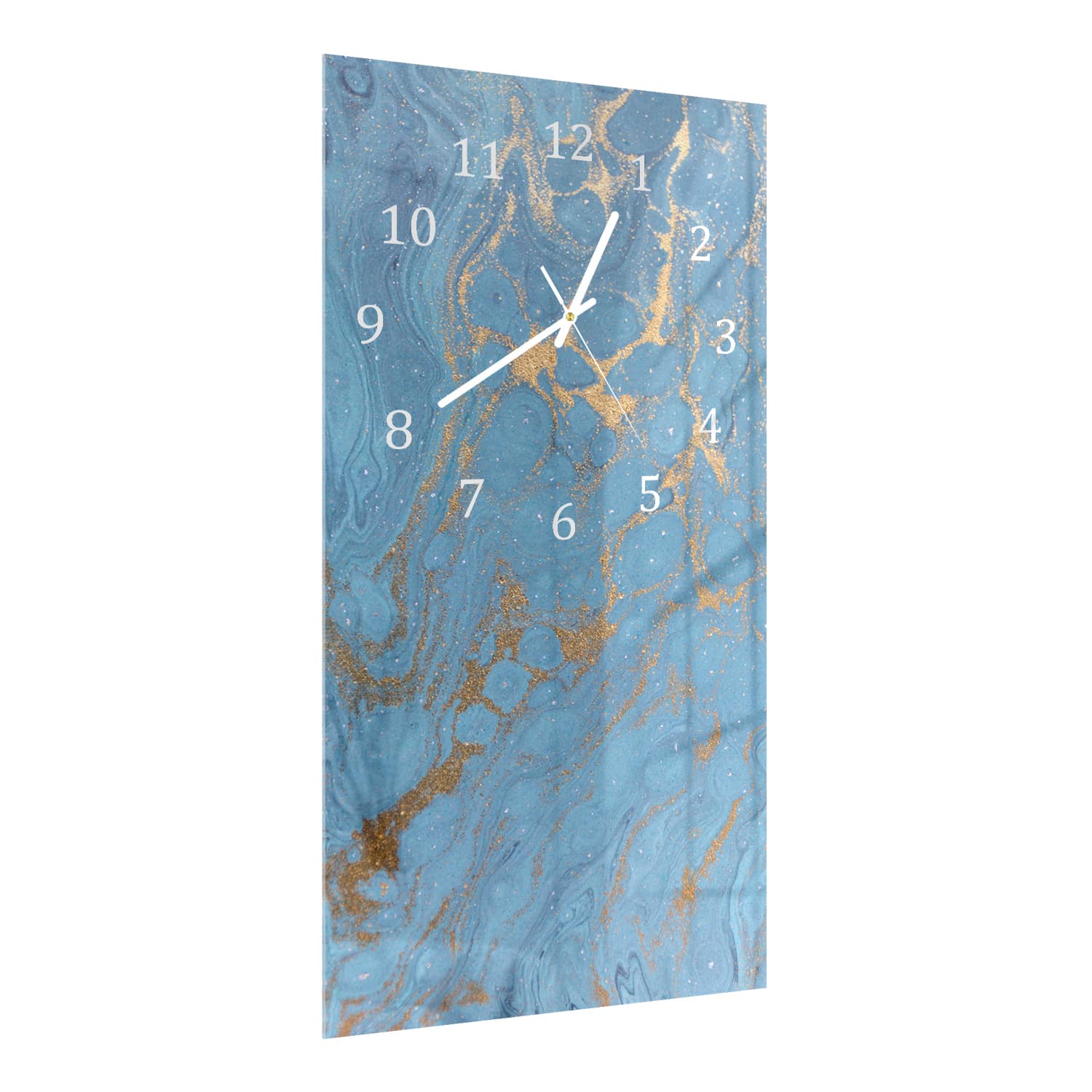 Wandklok 30x60  - Gehard Glas - Goud en Blauw Marmer