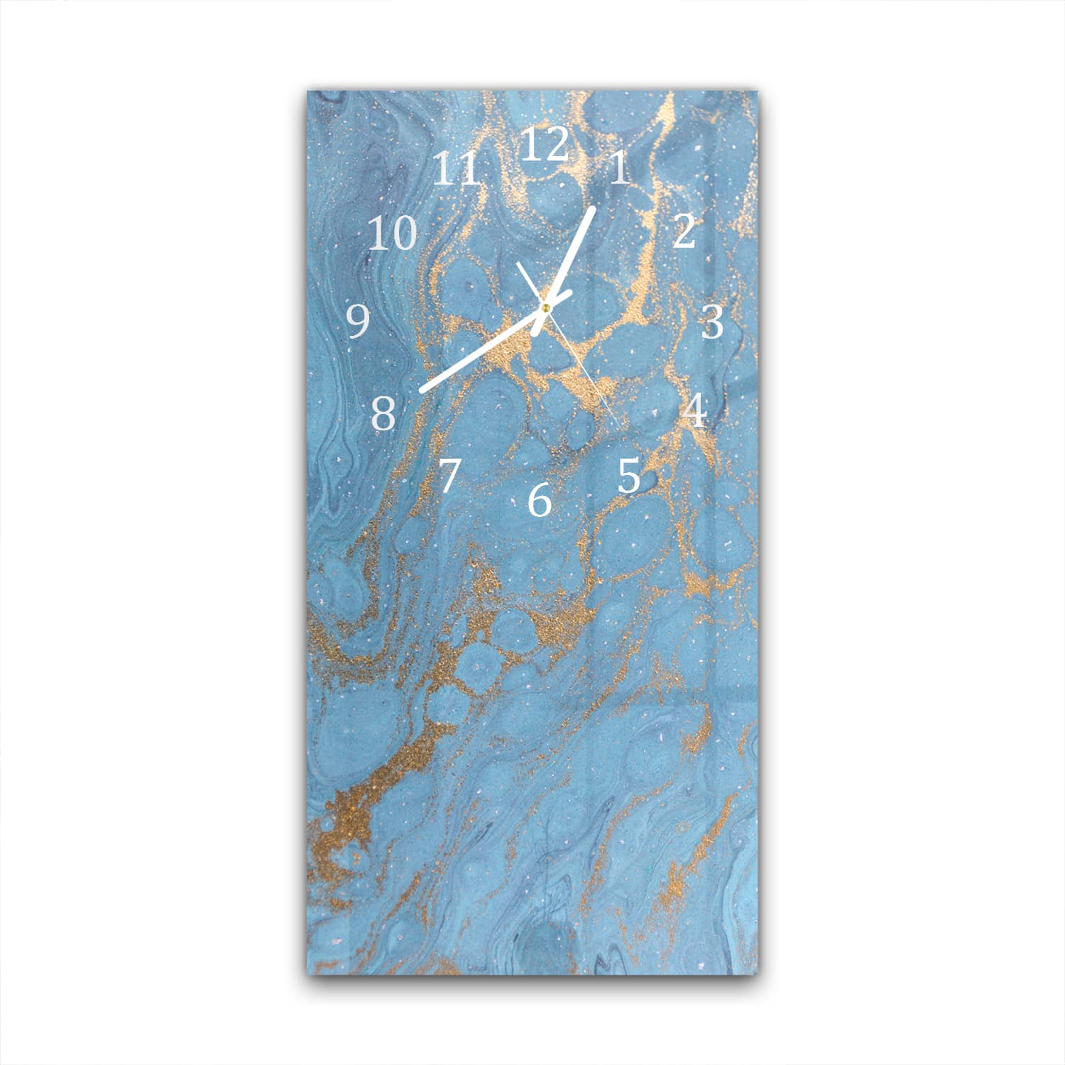 Wandklok 30x60  - Gehard Glas - Goud en Blauw Marmer