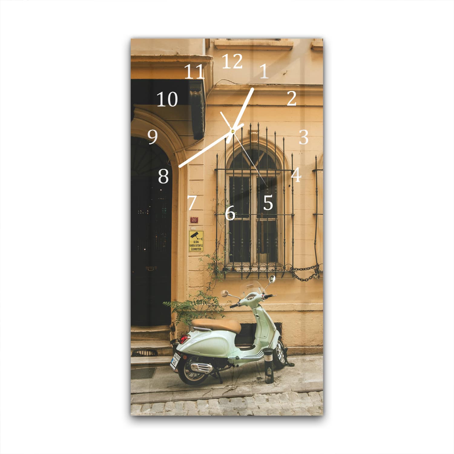 Wandklok 30x60  - Gehard Glas - Vespa Groen