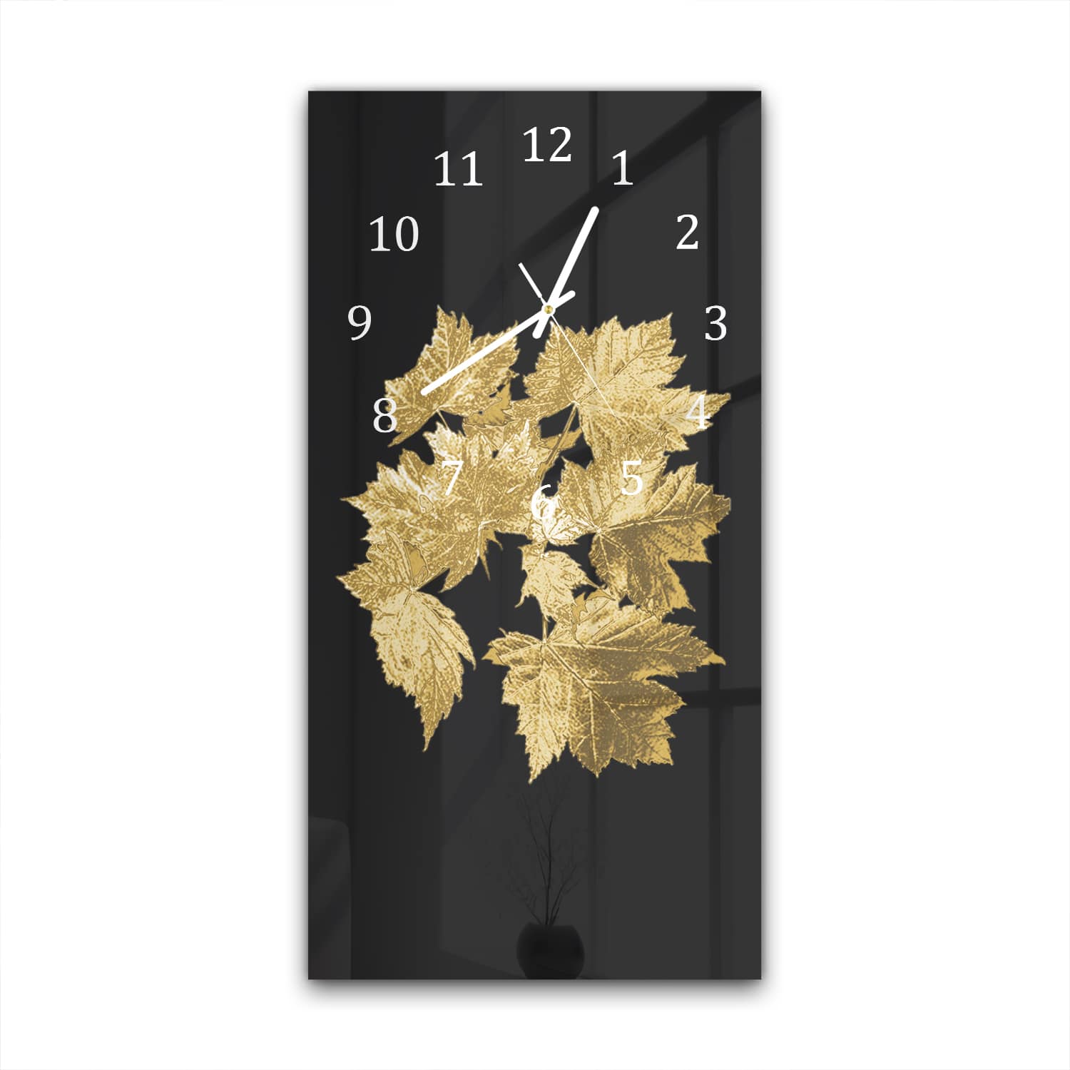 Wandklok 30x60  - Gehard Glas - Gouden Bladeren Patroon